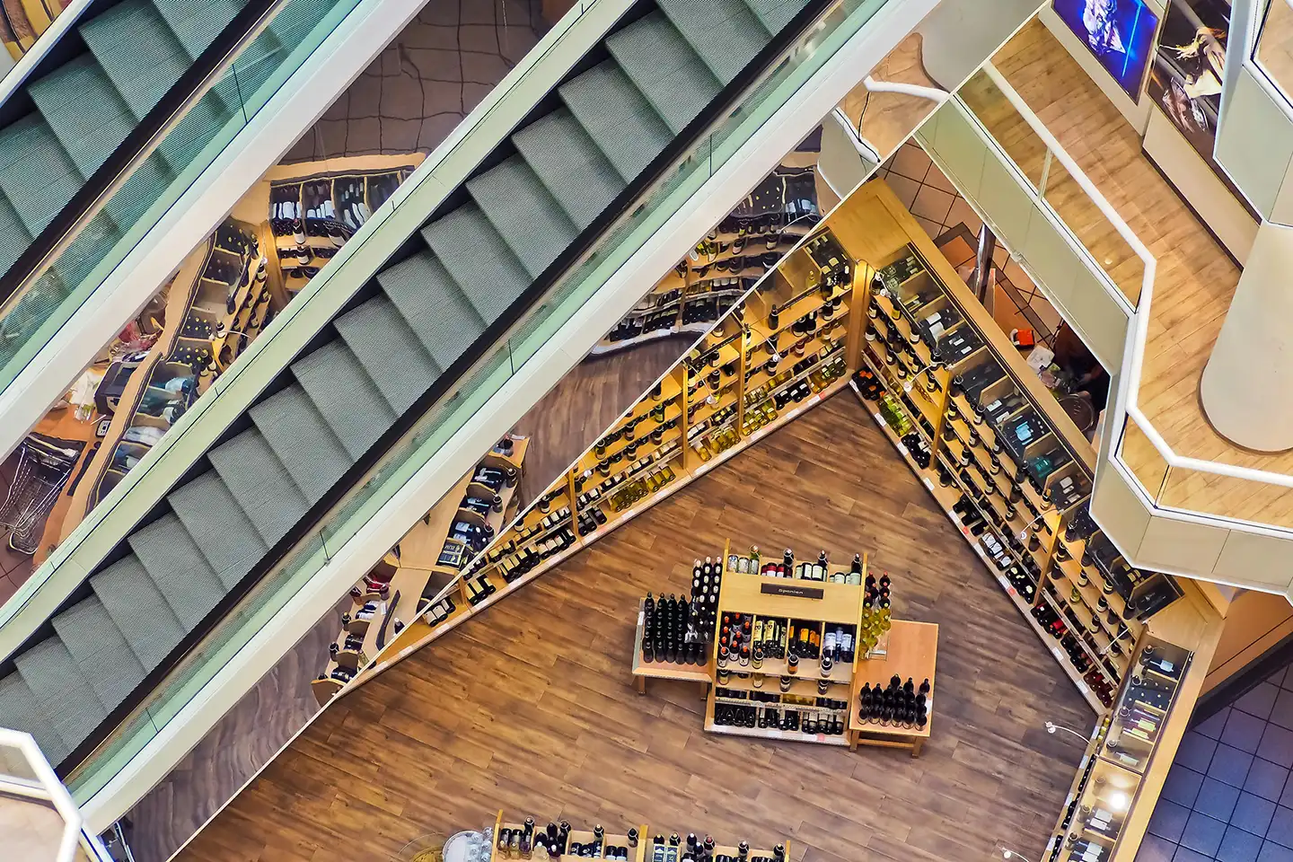 A dynamic, high-angle view of a multi-level retail store, symbolizing the shifting landscape and evolving holiday shopping trends discussed in our latest retail marketing insight.