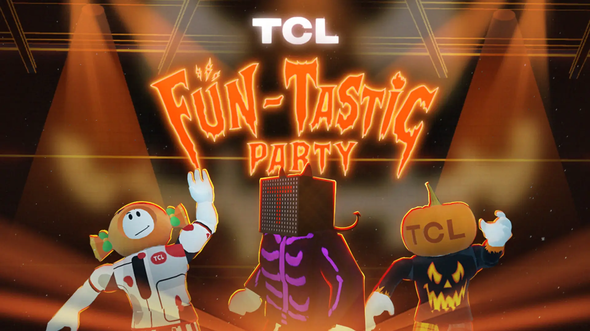 Our advergame development case study for TCL's 'Monster Mash' campaign, featuring branded game characters at a party. A showcase of our gamification strategy for marketing